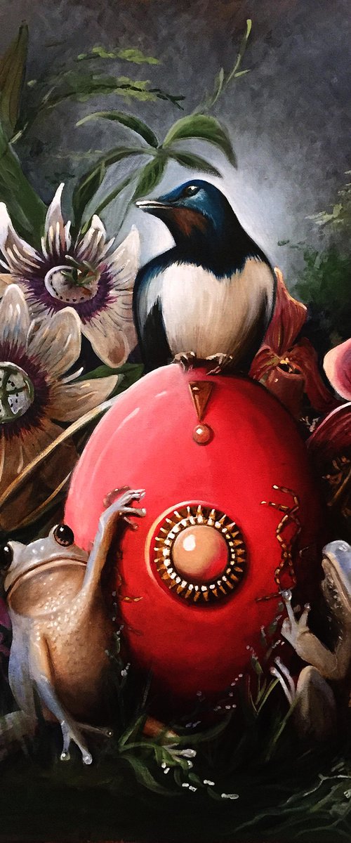 The swallow that makes spring) original acrylic on canvas 46 x 55 cm by Valentina Toma' aka Zoe Chigi