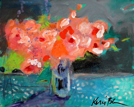 Your Own Glow Small Abstract Bouquet of Roses Still Life Floral Under 100