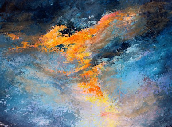 Electrified #2- large atmospheric landscape painting