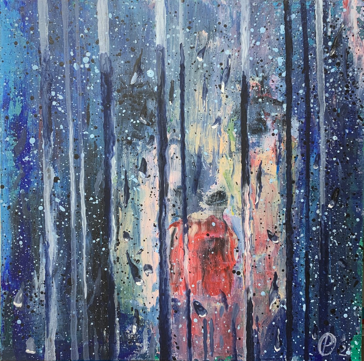 Impressionistic Portrait Acrylic Painting By Olga Pascari, 10 X 10", French Kiss, Original Artwork