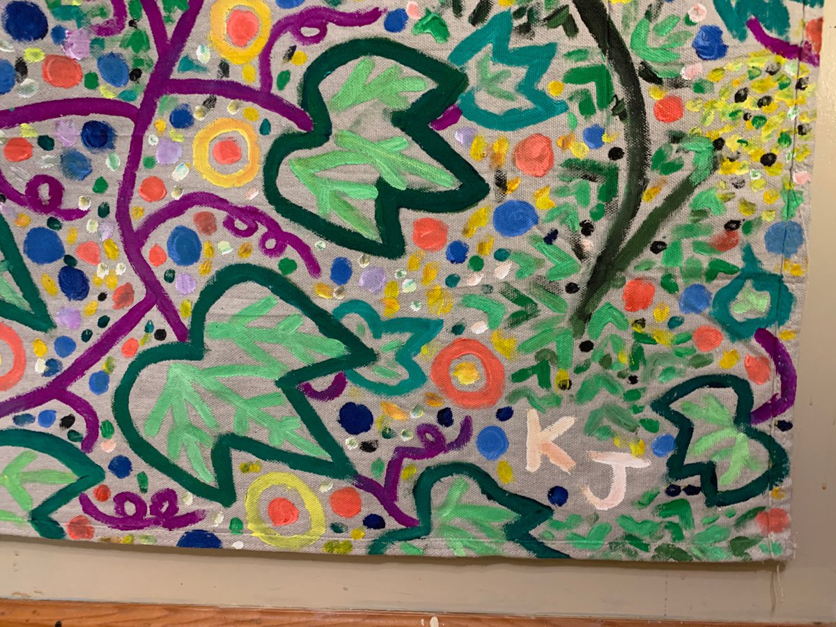 Expressive Botanical Acrylic Painting By Katie Jurkiewicz, 120 X 48", Summer Grape + Wild Carrot, Original Artwork