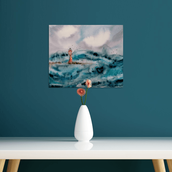 Seascape painting/ Lighthouse painting