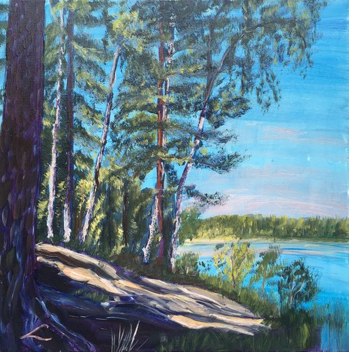 Pastor's lake trees by Elena Sokolova
