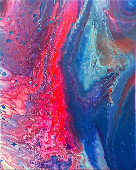 "Duality" - FREE USA SHIPPING - Original Abstract PMS Fluid Acrylic Painting - 16 x 20 inches