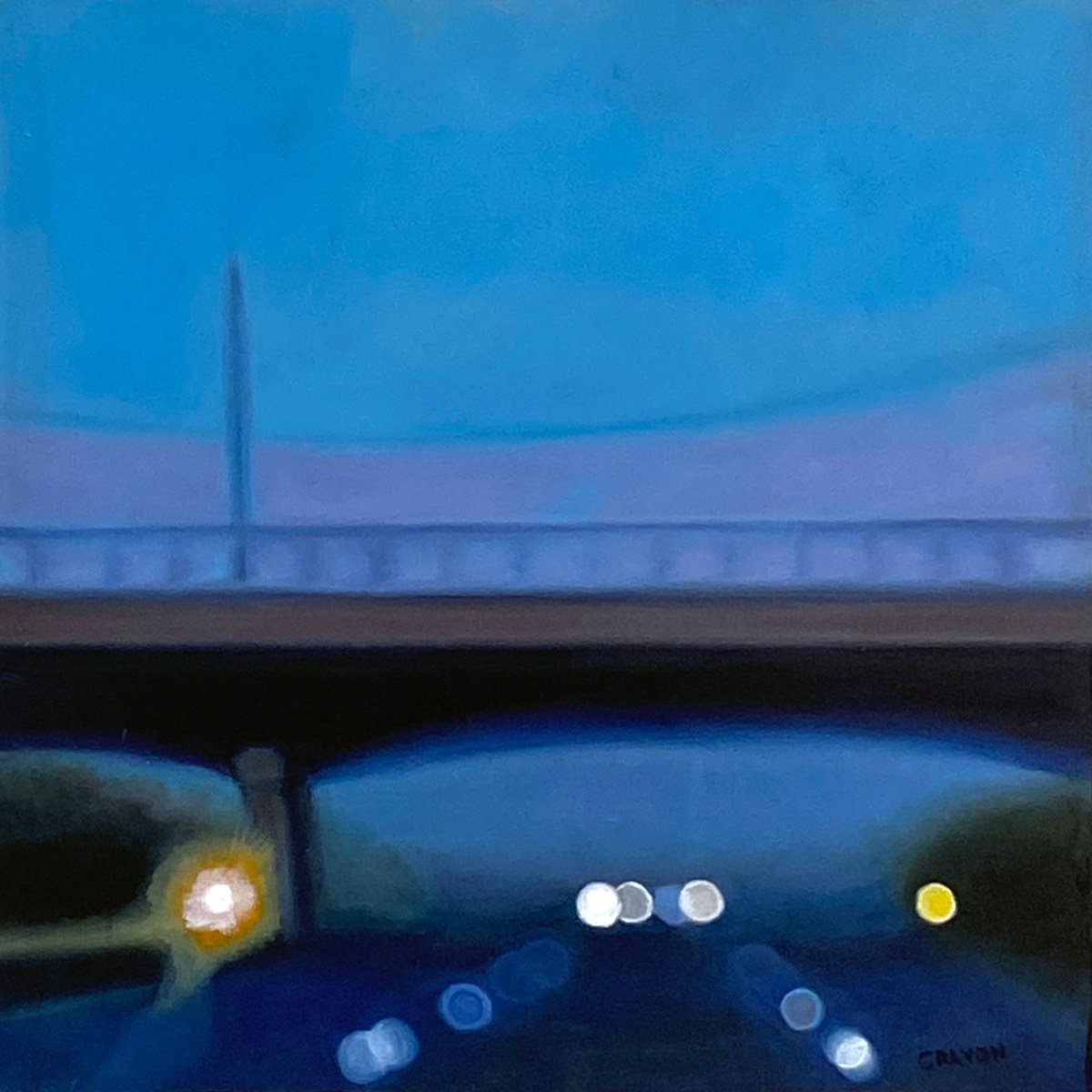 Driving at dusk 16x16 in 41x41 cm by Dennis Crayon