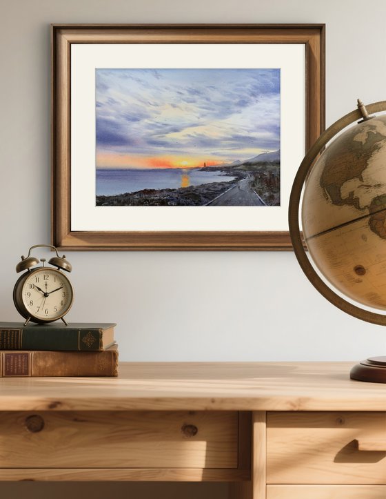 Sunset on the sea Lighthouse