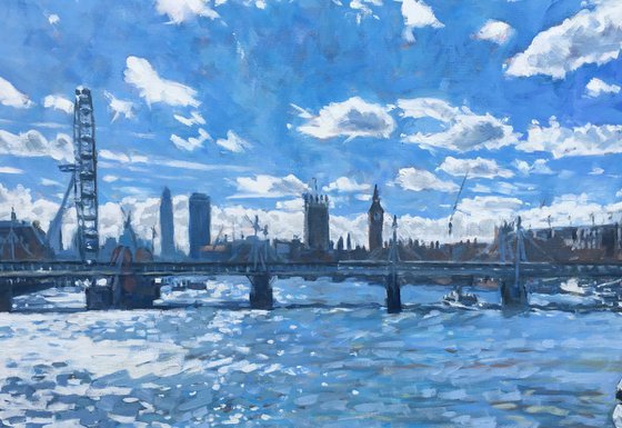 Thames blue - London oil painting