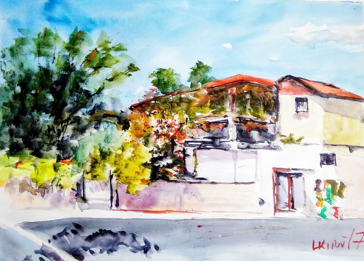 Impressionistic Cityscapes Watercolour By Leonid Kirnus, 17 X 12", Artist