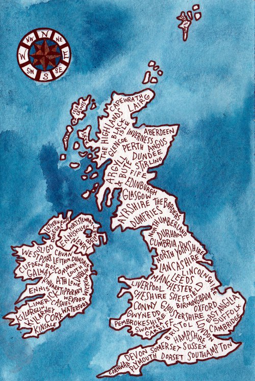 UK & Ireland Word Map (MINI) by Terri Smith