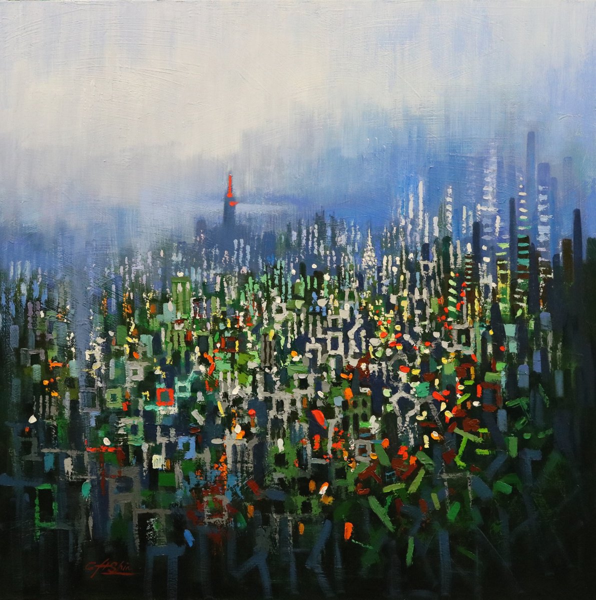 Expressive Oil Painting , Urban Jungle 7 Nature By Chin H Shin, 36 X 36, Artwork For Sale On Artfinder