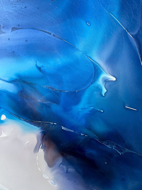 Silver Blue Large Abstract