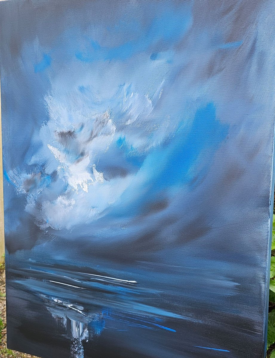 Landscape Acrylic Painting By Sophia Kuhn, 24 X 31", Eclipsed Radiance, Original Artwork