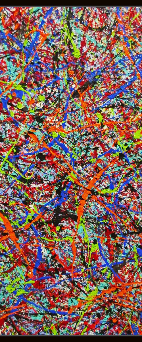 VIVID OVER ALL, Pollock inspired, framed by Tomaž Gorjanc - Tomo