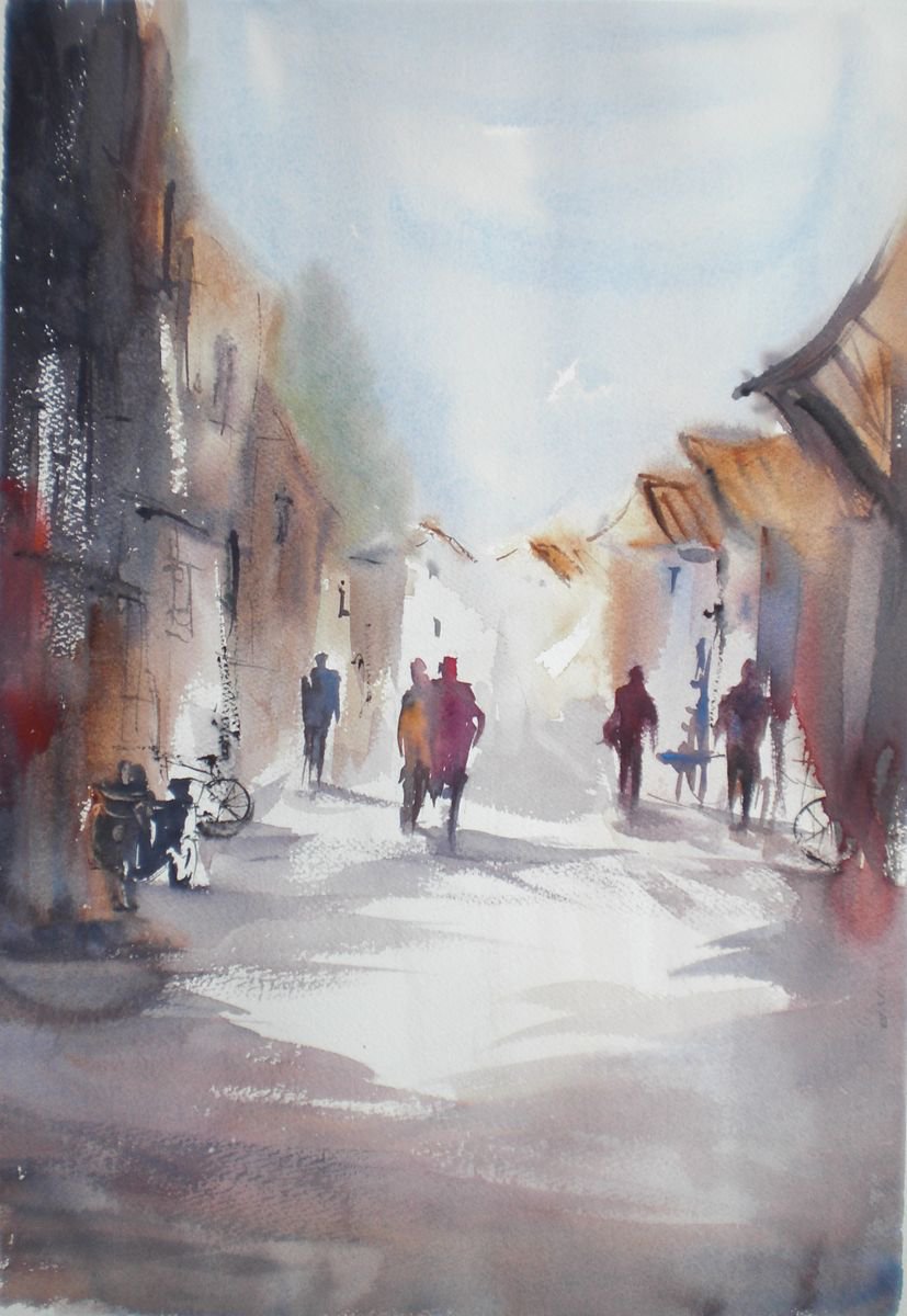 Expressive Landscape Watercolour By Giorgio Gosti, 13 X 18, Farmer