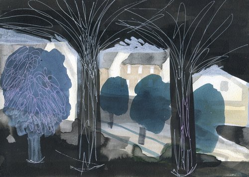 Midnight Blossom Trees 2 by Elizabeth Anne Fox
