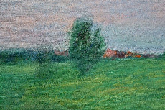 Twilight time. Green field