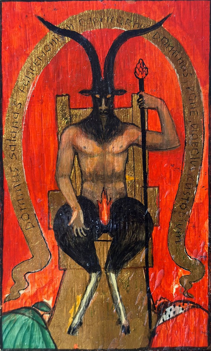 Illustrative Portrait Oil Painting By Fosco Culto, 4 X 6, Dominus Satanas, Original Artwork