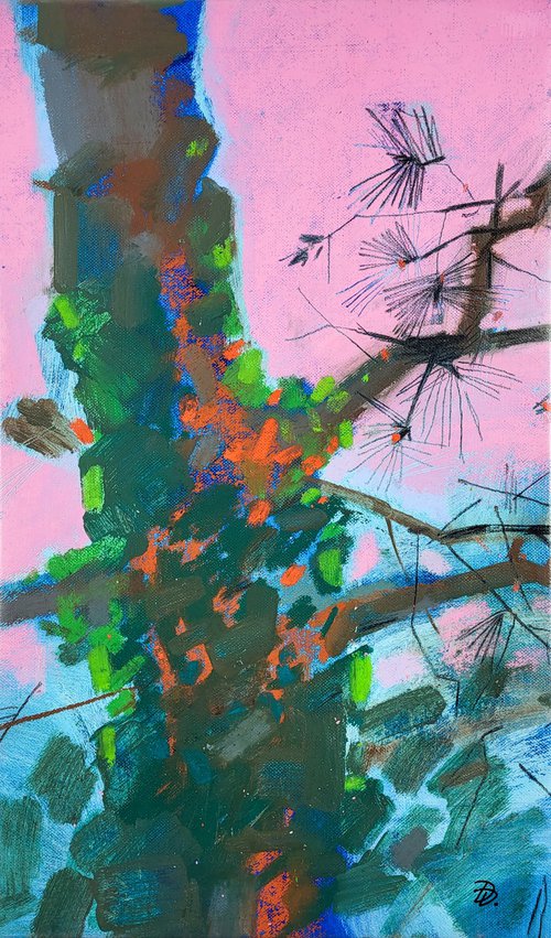 A pine in a pink sky by Daria Dubrovskaya
