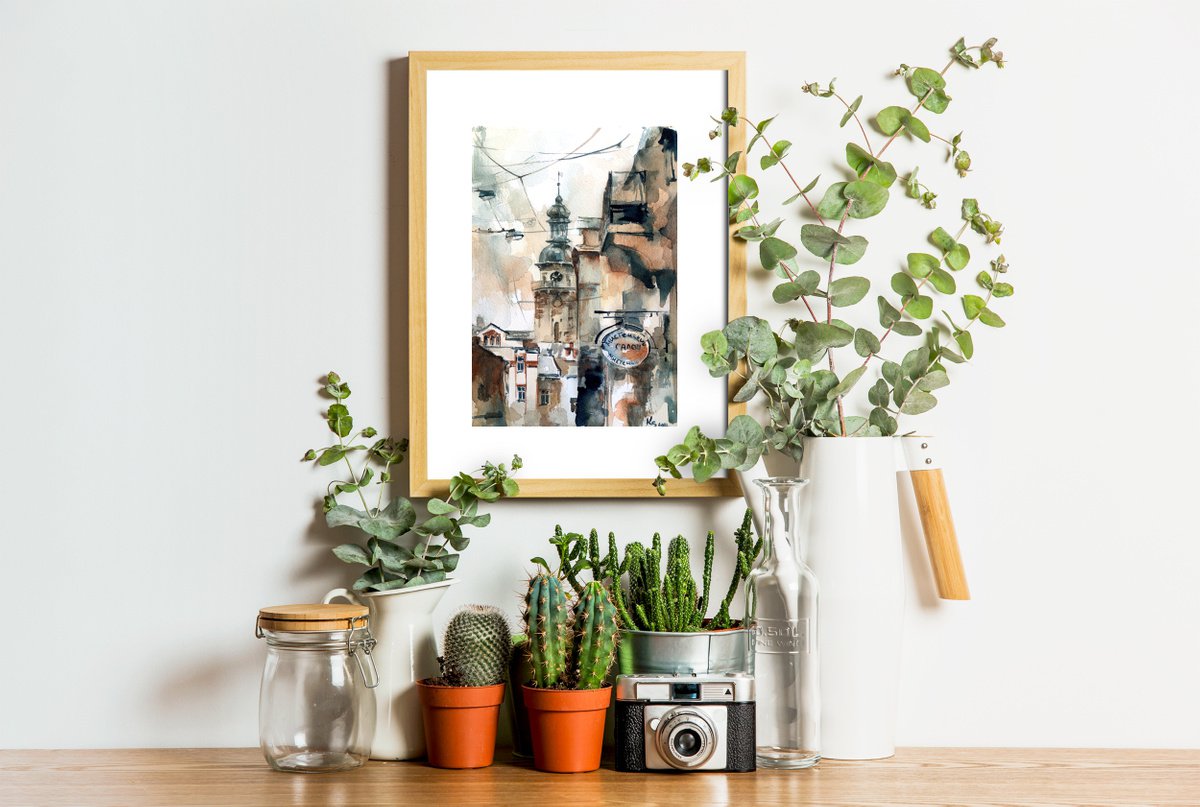 Impressionistic Cityscapes Watercolour By Ksenia Selianko, 6 X 9", "Street In Lviv", Original Artwork