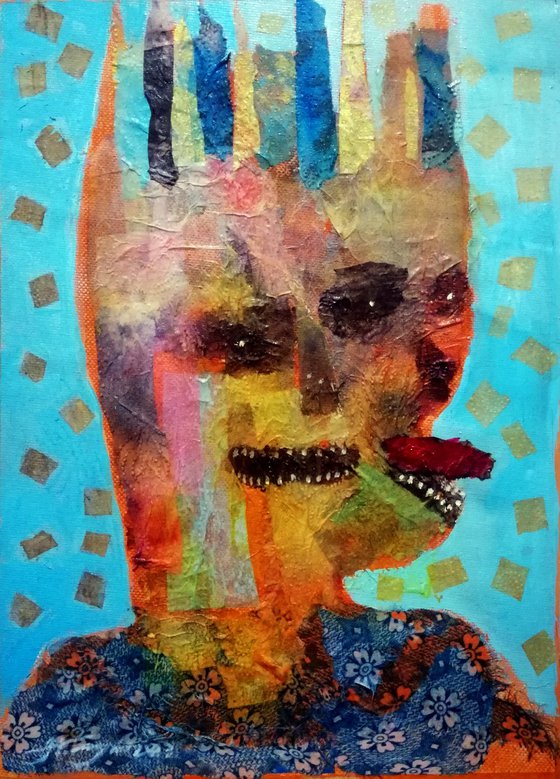 Sweet portraits from hell (The Lord of the Hell), Mixed media on canvas, 30x42 cm