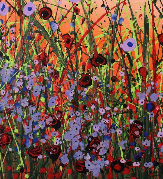 "Last Summer" #2  - Large original abstract floral painting