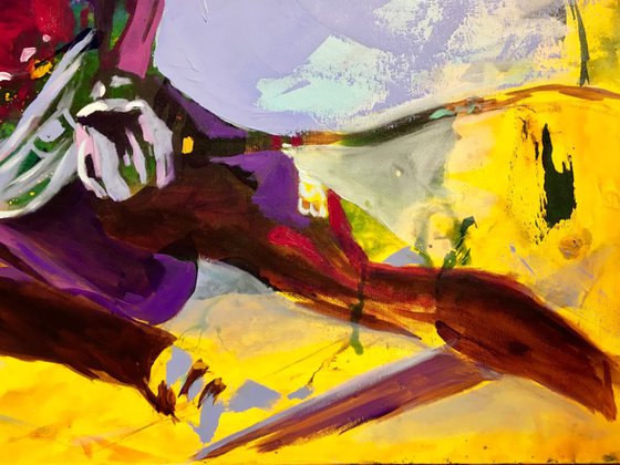 Paul de la Cuesta Skiing Acrylic on canvas 116x73cm