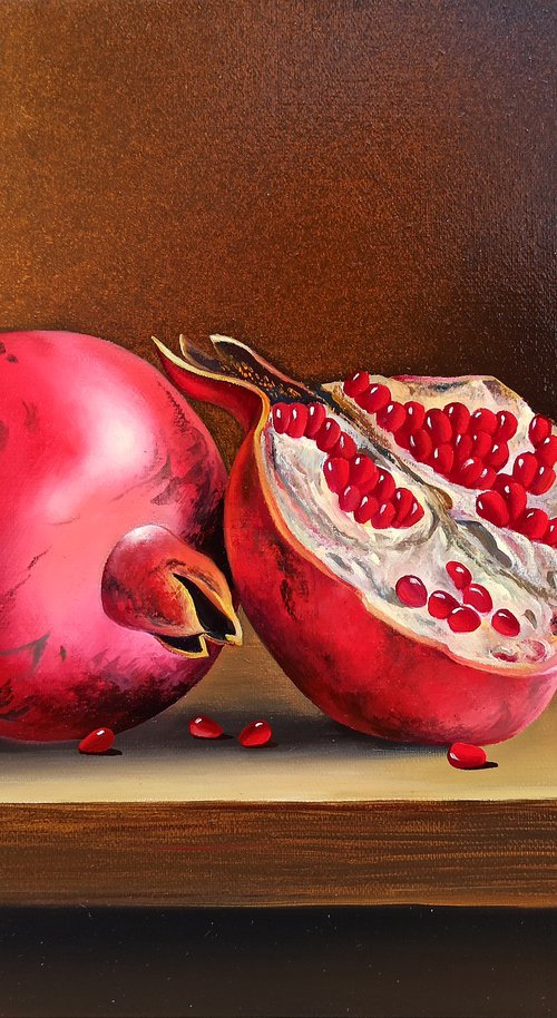 Still life - pomegranates (40x30cm, oil painting, ready to hang) by Sergei Miqaielyan