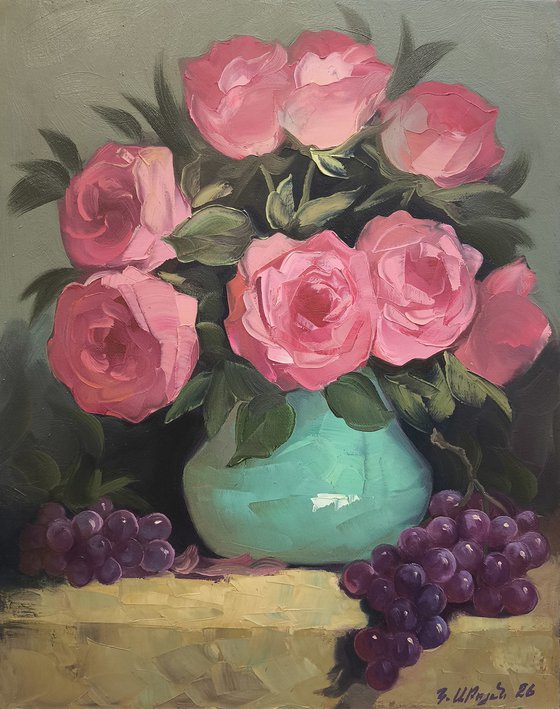 Still Life with Pink Roses