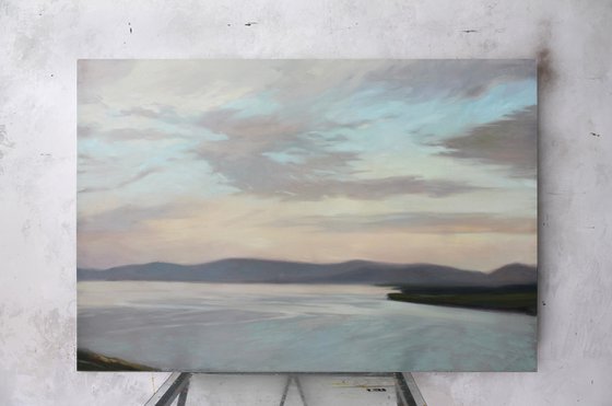 "Sea Surface" Grey beige sea oil art