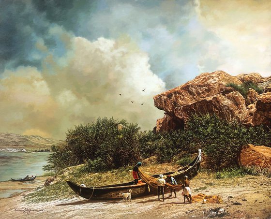 Fishermen and Boat
