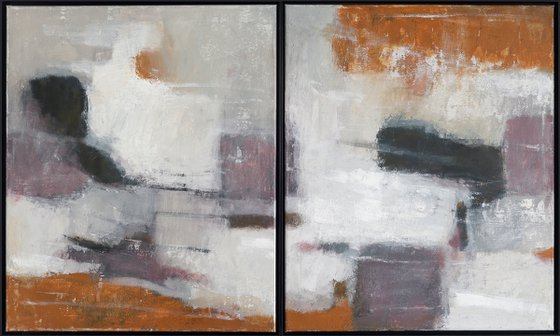 Raw white Dark Pearly Diptych