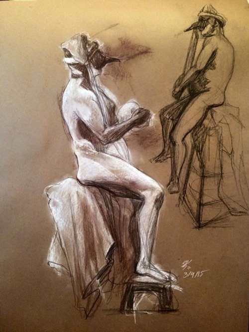 Custom Figure Study- Sitting Nude Man by Bahareh Kamankesh