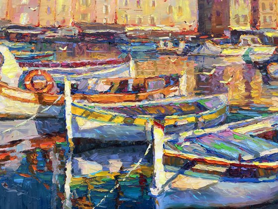 ""Boats at the pier""