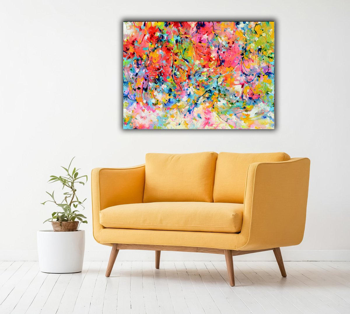 Impressionistic Abstract Acrylic Painting By Soos Roxana Gabriela, 28 X 20", Abstract Autumn Garden, Original Artwork