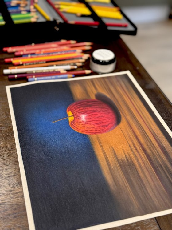Crimson Red Apple Painting