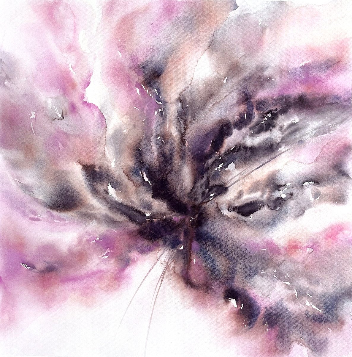 Abstract flower in dark colors by Olga Grigo