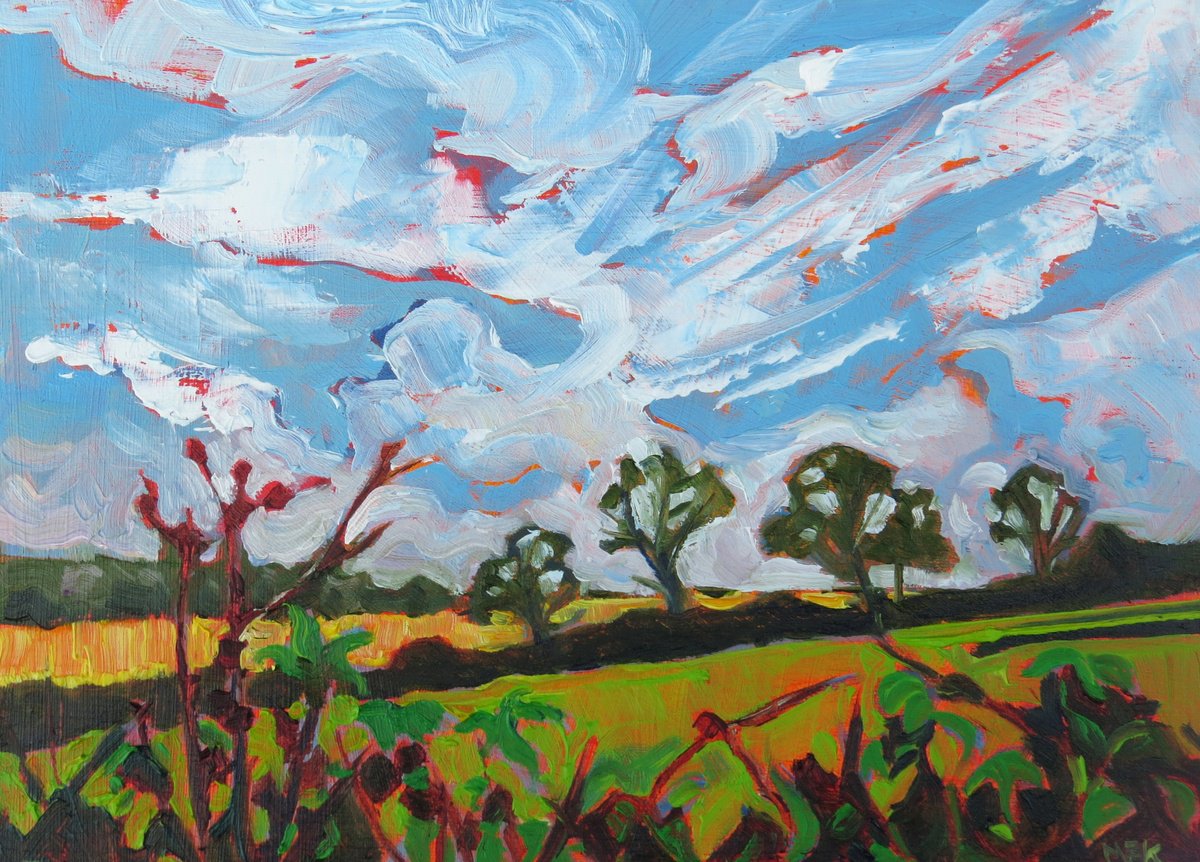 Impressionistic Landscape Oil Painting By Mary Kemp, 9 X 7", Derbyshire Countryside, Original Artwork