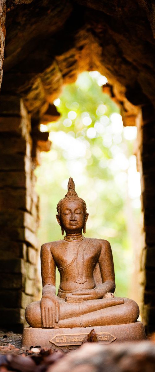 Buddha in temple ruin by Tom Hanslien