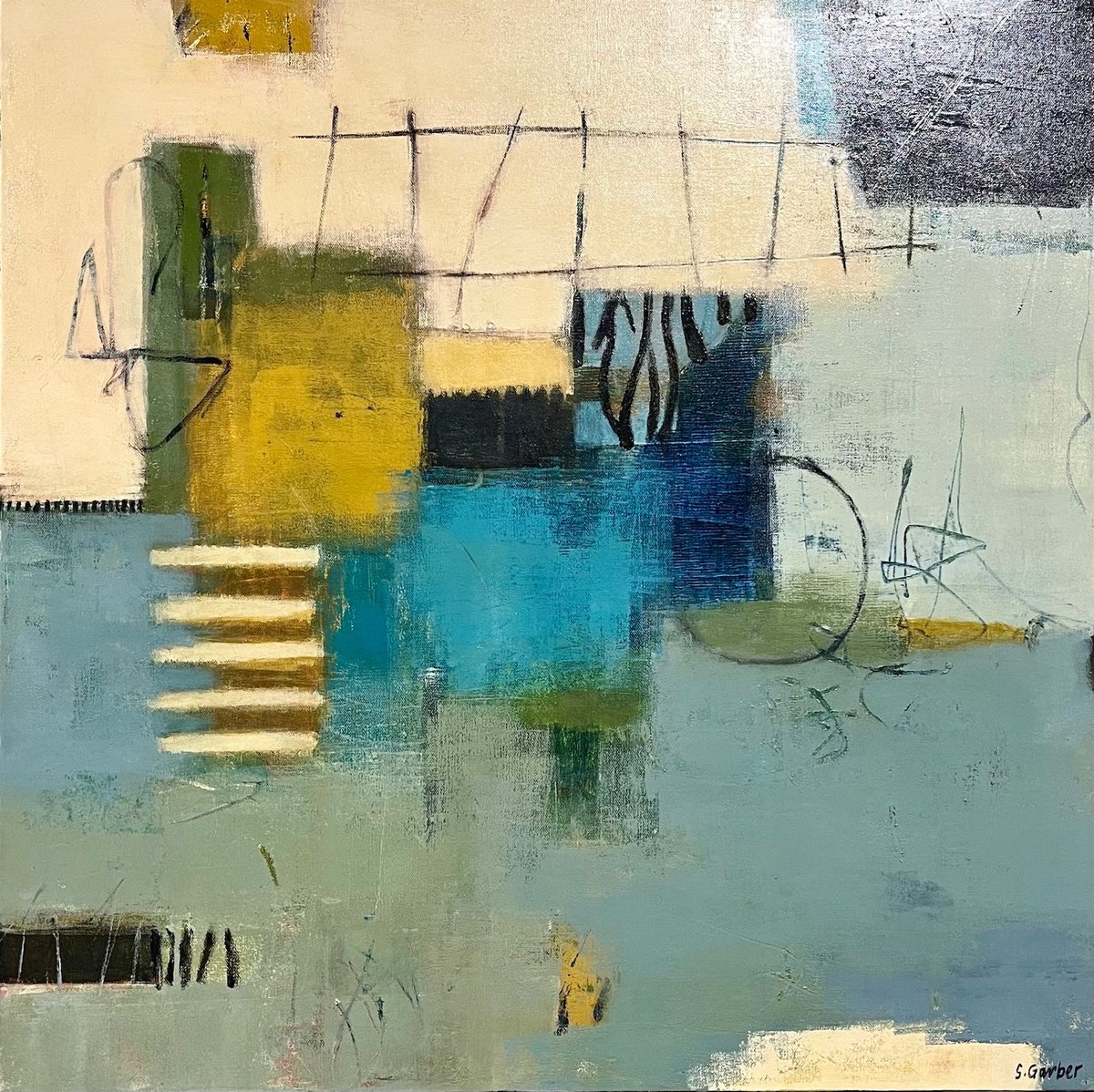 Abstract Acrylic Painting By Shellie Garber, 30 X 30", Zambia, Original Artwork