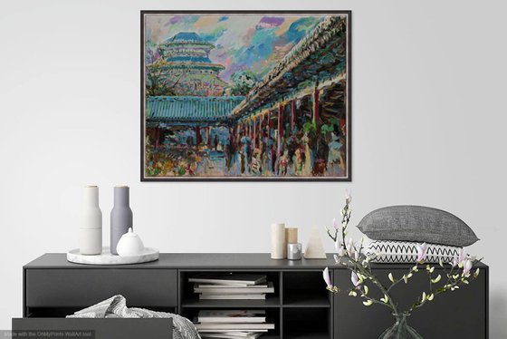 BEIJING - Oil Painting - Cityscape  - Forbidden City - China Landscape -  Architecture -Medium Size