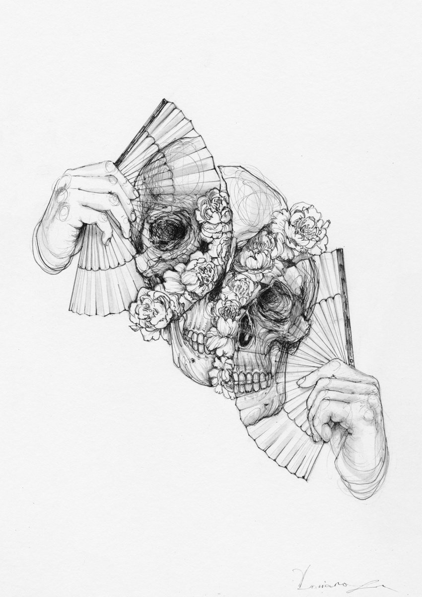 Expressive Portrait Ink Drawing By Doriana Popa, 8 X 12, Fan, Original Artwork