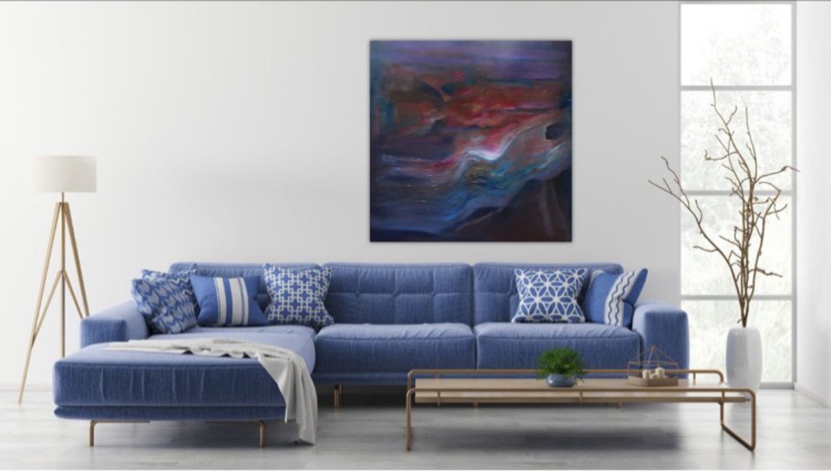 Expressive Abstract Oil Painting By Roberta Cervelli, 31 X 31", Andromeda, Original Artwork