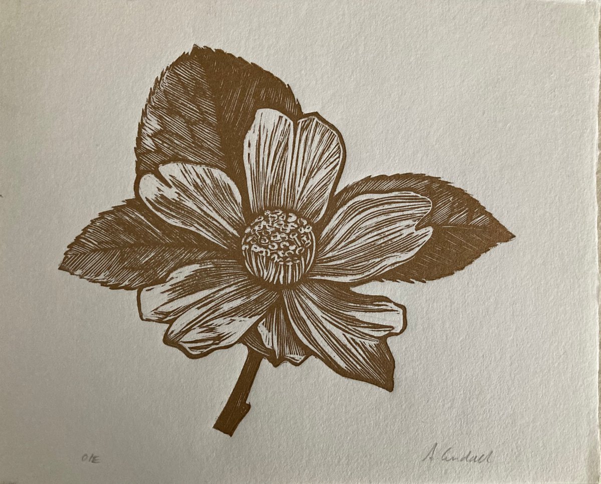 Floral II - Gold Linocut Print (unframed) | Artfinder Viiry 3 pcs hand in hand wall art canvas print poster black and white art deco painting hand painted texture canvas living room bedroom study painting for home decorations(unframed,16x20 inches).