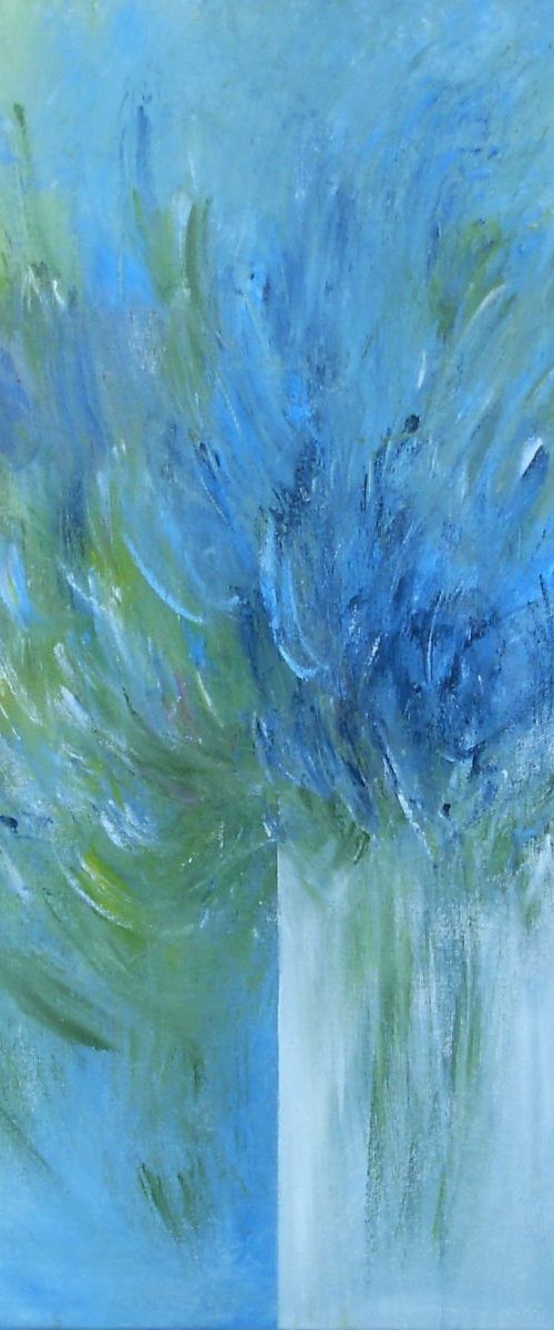 Abstract Floral in Blue by Jan Rippingham