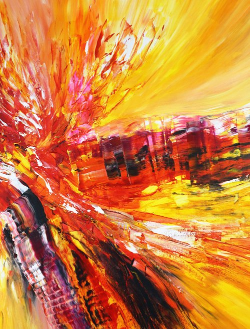 Yellow Red Abstraction L 1 by Peter Nottrott
