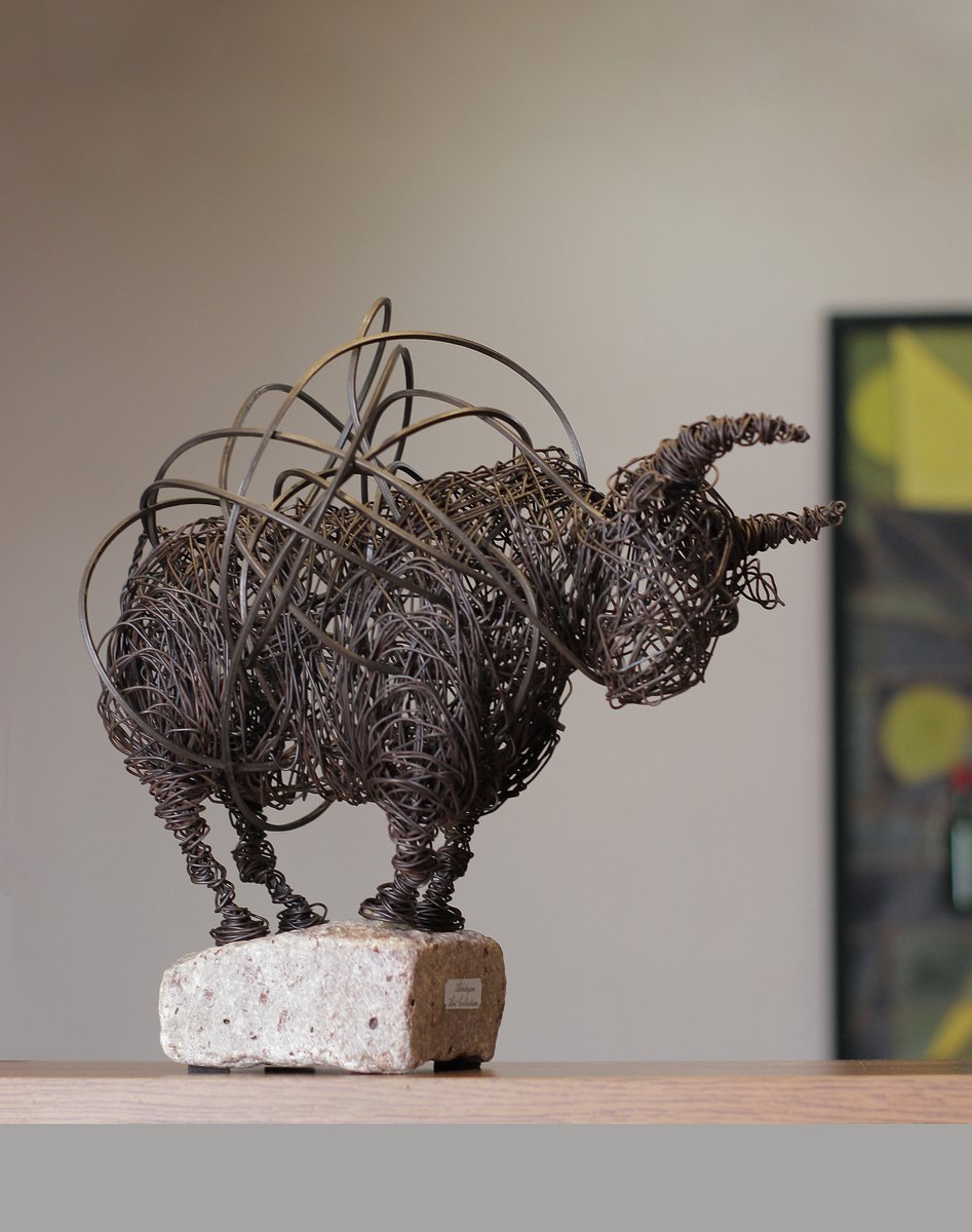 Expressive Animal Sculpture By Karen Axikyan, 13 X 13", After Battle, Original Artwork