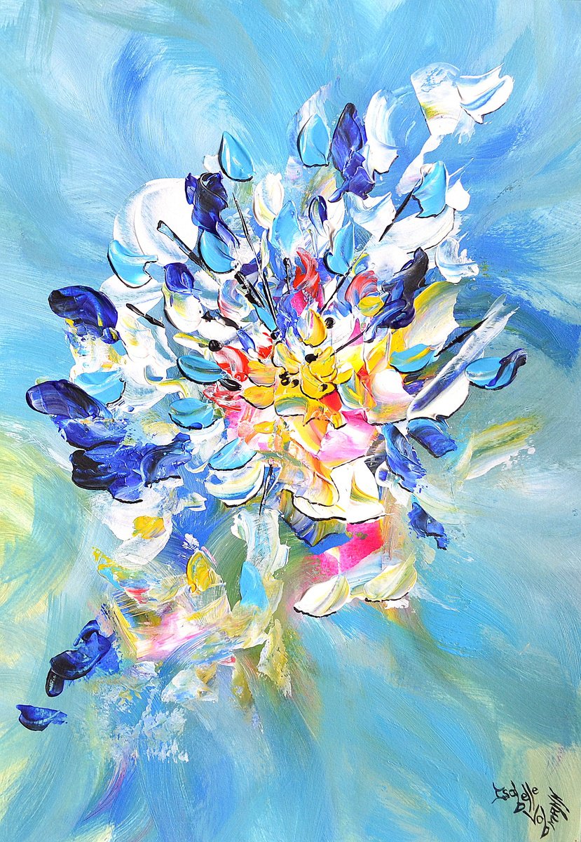  Abstract Blue Bouquet By Isabelle Vobmann, 12 X 17, Artwork For Sale On Artfinder