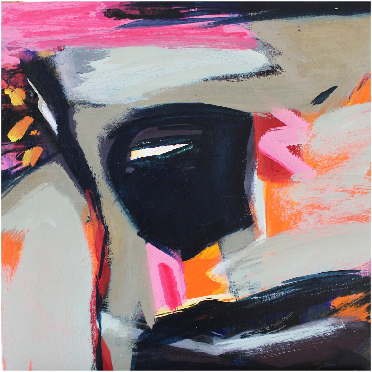 Abstract Acrylic Painting By Victorine Follana, 13 X 13", S?il De Lynx, Original Artwork