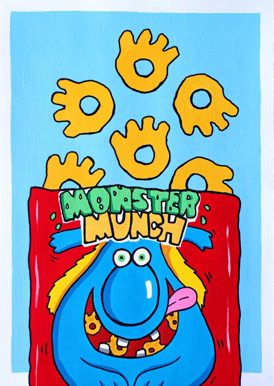 Monster Munch Flamin' Hot - Pop Art Painting on Unframed A4 Paper