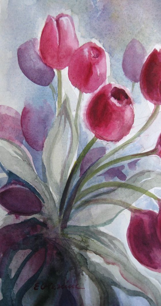 Pink tulips - floral art